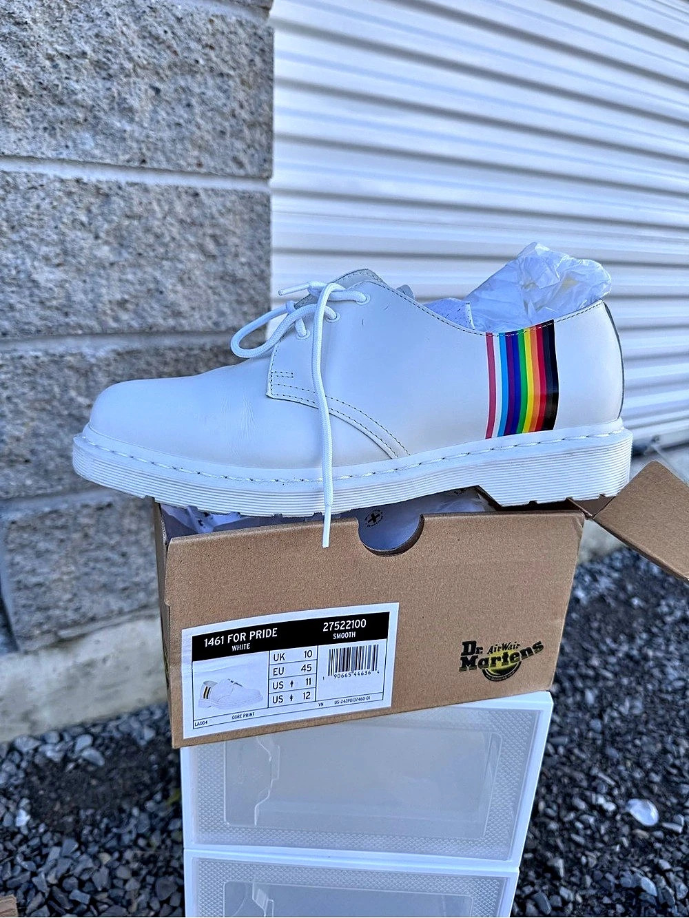 Dr. Martens 1461 FOR PRIDE White Rainbow Stripe US 11 NWT